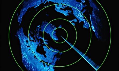 Radar screen and world map