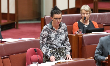 Senator Jacqui Lambie during question time in the senate this afternoon, Tuesday 18th October 2014.