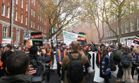 Demonstrators set off.