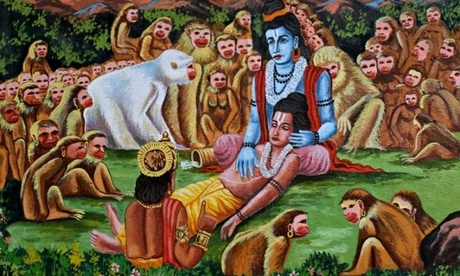 Mural on a Hindu temple wall depicting Rama