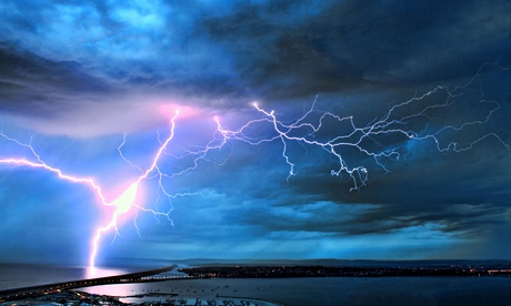 Lightning over the Dorset coast