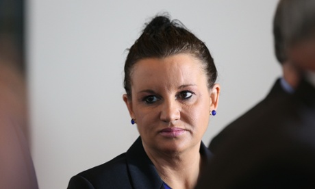 Senator Jacqui Lambie at a press conference on Wednesday.