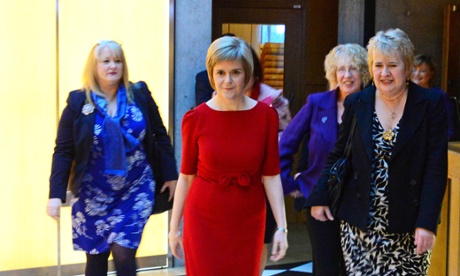 Nicola Sturgeon leaves the chamber of the Scottish parliament on Wednesday after receiving the nomination as Scotland's first minister.