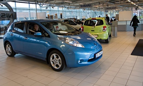 Nissan Leaf electric car in  Oslo, Norway