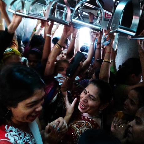 Women travelling on a train.