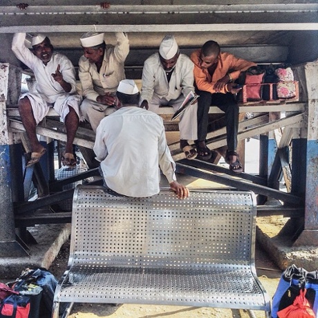 Dabbawalas taking a break.