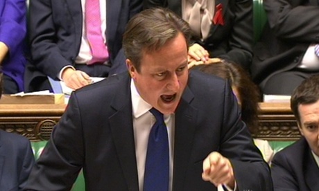 David Cameron makes his point during PMQs.