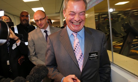 Nigel Farage arriving at the election ballot count at Medway Park in Gillingham