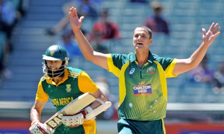 Nathan Coulter-Nile and Hashim Amla in Melbourne.