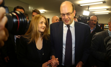Mark Reckless with his wife Catriona arriving for the Rochester count