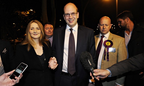 Ukip's Mark Reckless with his wife Catriona Brown after winning the Rochester and Strood byelection