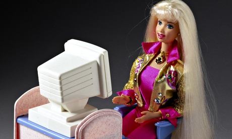 Barbie at a computer