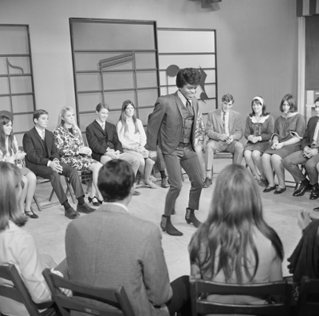 James Brown performs at KCOP Studios on the Lloyd Thaxton Show in 1962 in Los Angeles,