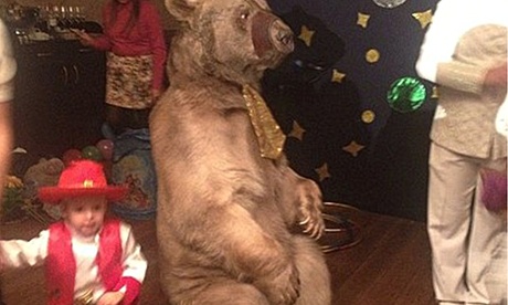 Russian football player Kiril Kombarov hired a bear to be the star attraction at his son's birthday