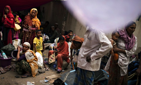 Burmese refugees from the Rohingya community in 2012 taking refuge on a street near the United Natio