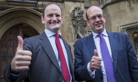 Newly elected Ukip MP Mark Reckless (R) and Douglas Carswell MP outside the Houses of Parliament.