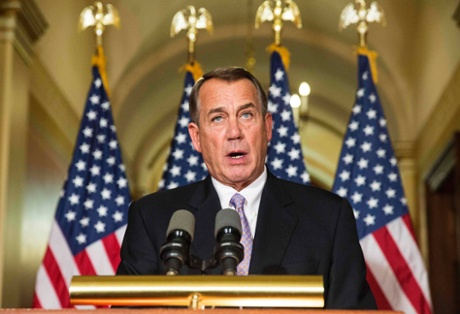 Speaker of the House John Boehner (R-OH) denounces the executive order on immigration made by U.S. President Barack Obama during a statement on Capitol Hill in Washington November 21, 2014.