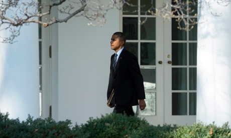 US President Barack Obama walks from the residence to the West Wing of the White House, shortly before departing  the South Lawn by Marine One, in Washington DC, USA, 21 November 2014.