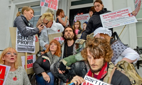 Russell Brand joins the protest to save social housing at the New Era estate
