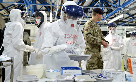 NHS staff train at an army facility near York before their deployment to Sierra Leone to fight Ebola
