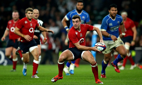 George Ford of England looks to pass the ball during the QBE international match against Samoa