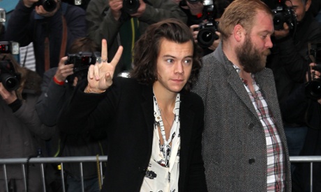 One Direction's Harry Styles arrives for the Band Aid 30 recording.