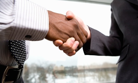 A business handshake