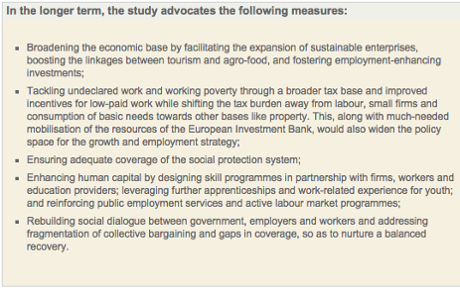 Greek unemployment - policy recommendations