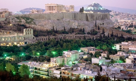 The Acropolis, viewed in the evening from south-west Athens.