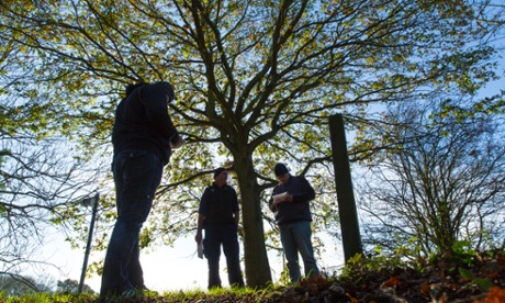 Mental health patients orienteering at Pleasley Vale outdoor activity centre in Bolsover, Derbyshire.