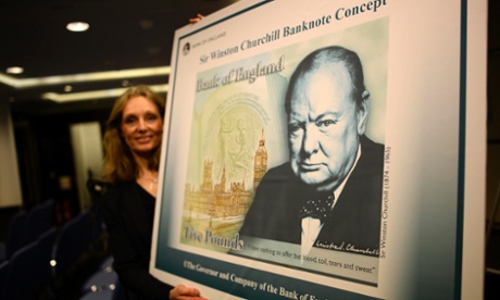 De La Rue won the contract to print the new Winston Churchill plastic  £5 note. The move was not enough to ward off a profits slump.