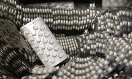 Illegal steroids displayed inside a police compound in Madrid.