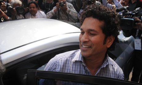 Sachin Tendulkar visits Parliament House in Delhi.