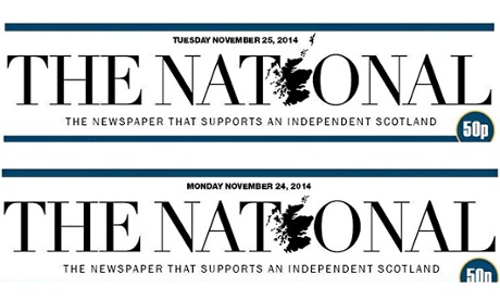The masthead of the National newspaper with and without the Shetland Isles