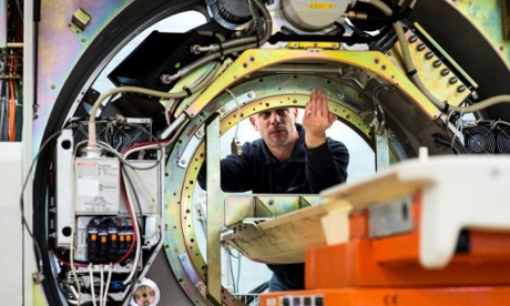 A pre-owned CT scanner being worked on at the refurbished systems location in Best. 