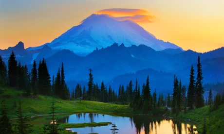 Mount Rainier at sunset.