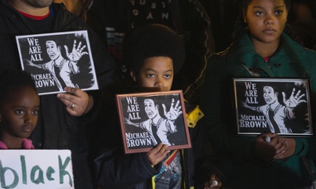People protesting in the wake of the grand jury decision not to indict officer Darren Wilson in the shooting death of Michael Brown.