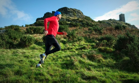 Adharanand running in Dartmoor.