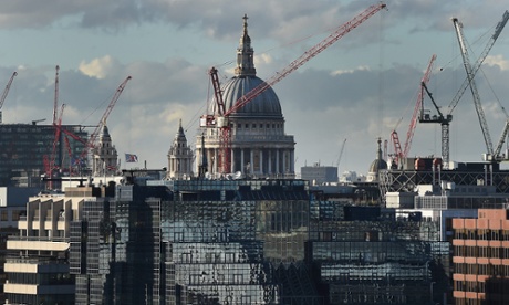 Cranes dot the London skyline around St Paul's Cathedral