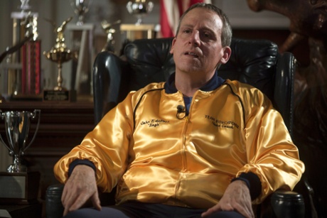 Steve Carell as John du Pont in Foxcatcher.