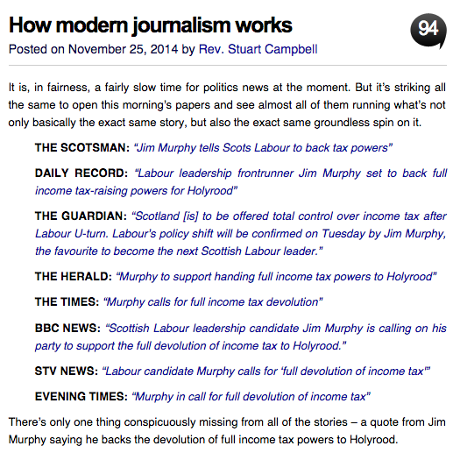A Wings of Scotland post: challenging mainstream media coverage