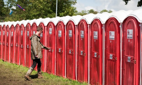 Toilets at Glastonbury festival.  Photograph: David Levene