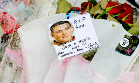 Tribute to Lee Rigby outside the Woolwich barracks.