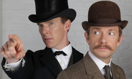 Undated handout composite photo issued by the BBC of Benedict Cumberbatch and Martin Freeman (right) dressed in period costume, as the stars of the BBC1 drama Sherlock are to appear in a one-off special episode followed by three more films.  PRESS ASSOCIATION Photo. Issue date: Tuesday November 25, 2014. No date has been given for the film to be finished but the BBC has previously said filming will begin in January. And there is no explanation why the pair are in period costume for the programme which has updated Arthur Conan Doyle's characters to the present day. See PA story SHOWBIZ Sherlock. Photo credit should read: BBC/PA WireNOTE TO EDITORS: This handout photo may only be used in for editorial reporting purposes for the contemporaneous illustration of events, things or the people in the image or facts mentioned in the caption. Reuse of the picture may require further permission from the copyright holder.