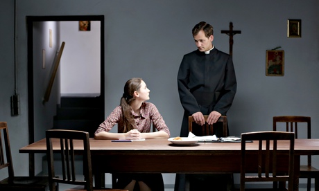 Lea van Acken as Maria and Florian Stetter as a charismatic priest in Stations of the Cross.