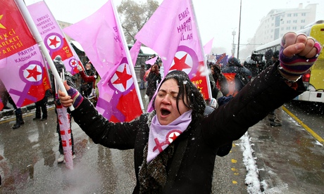 A Turkish woman demonstrates on International Women's Day in 2011