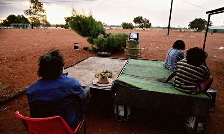 Indigenous Australians watching TV