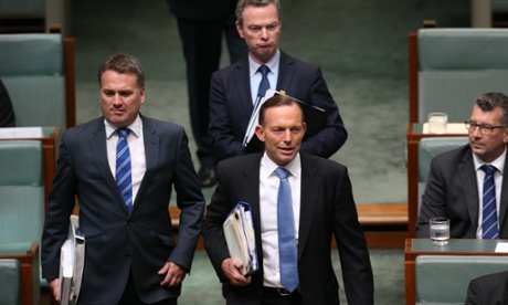 Prime Minister Tony Abbott, Education minister Christopher Pyne and Assistant minister for infrastructure Jamie Briggs.