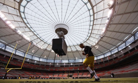 Hamilton Tiger Cats place kicker Justin Medlock warms up in BC Place during their team's practice at the CFL's 102nd Grey Cup week in Vancouver, British Columbia.