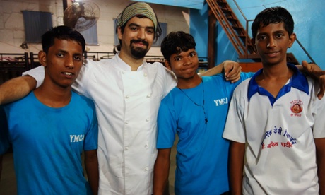 Dinesh Bahrani with the Juhu Beach shelter boys